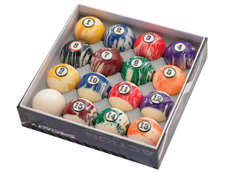 White Marble Ball Set                                        Pool Cue