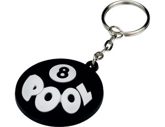 Key Chain - Rubber 8 Pool                                    Pool Cue