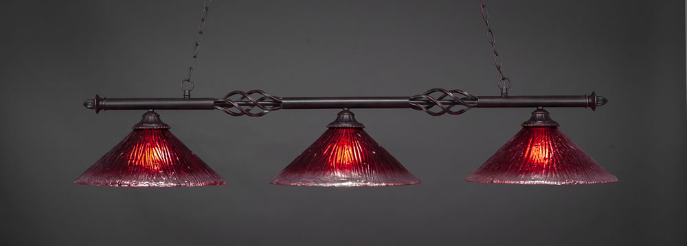 Eleganté 3 Light Bar Shown In Dark Granite Finish With 16" Raspberry Crystal Glass