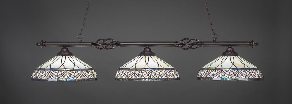 Eleganté 3 Light Bar Shown In Dark Granite Finish With 16" Royal Merlot Art Glass