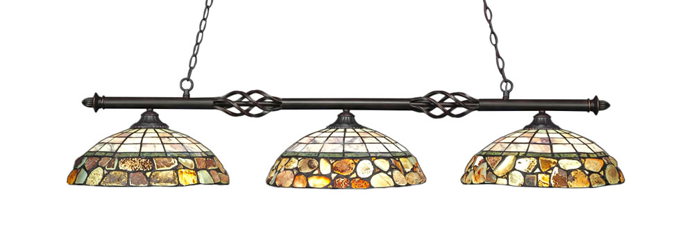 Eleganté 3 Light Bar Shown In Dark Granite Finish With 16" Cobblestone Art Glass