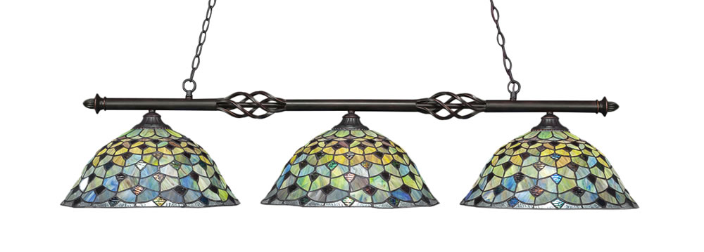 Eleganté 3 Light Bar Shown In Dark Granite Finish With 16" Crescent Art Glass