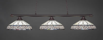 Oxford 3 Light Bar Shown In Dark Granite Finish With 16" Royal Merlot Art Glass