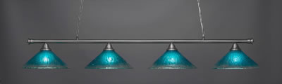 Oxford 4 Light Bar Shown In Brushed Nickel Finish With 16" Teal Crystal Glass