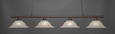 Oxford 4 Light Bar Shown In Bronze Finish With 16" Amber Marble Glass