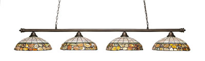 Oxford 4 Light Bar Shown In Bronze Finish With 16" Cobblestone Art Glass