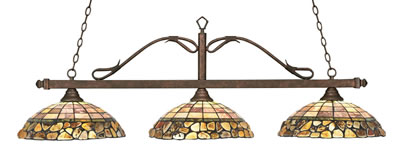 Scroll 3 Light Bar Shown In Bronze Finish With 16" Cobblestone Art Glass