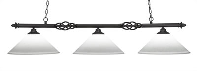 Eleganté 3 Light Bar Shown In Dark Granite Finish With 16" White Muslin Glass