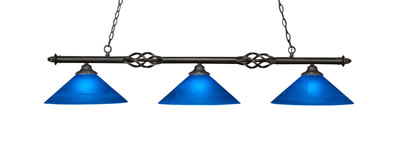 Eleganté 3 Light Bar Shown In Dark Granite Finish With 16" Blue Italian Glass