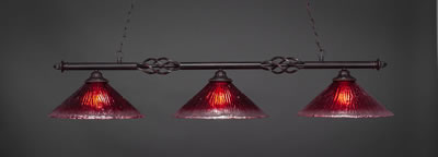 Eleganté 3 Light Bar Shown In Dark Granite Finish With 16" Raspberry Crystal Glass