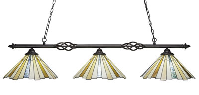 Eleganté 3 Light Bar Shown In Dark Granite Finish With 16" Sequoia Art Glass