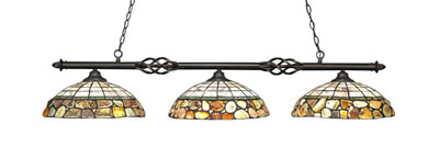 Eleganté 3 Light Bar Shown In Dark Granite Finish With 16" Cobblestone Art Glass