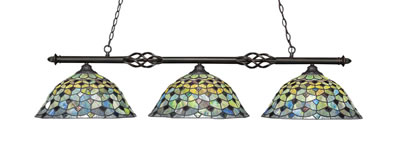 Eleganté 3 Light Bar Shown In Dark Granite Finish With 16" Crescent Art Glass