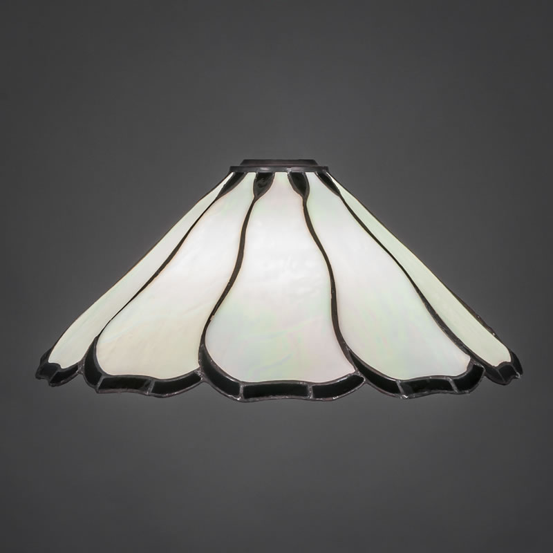 16" Pearl & Black Flair Tiffany Glass